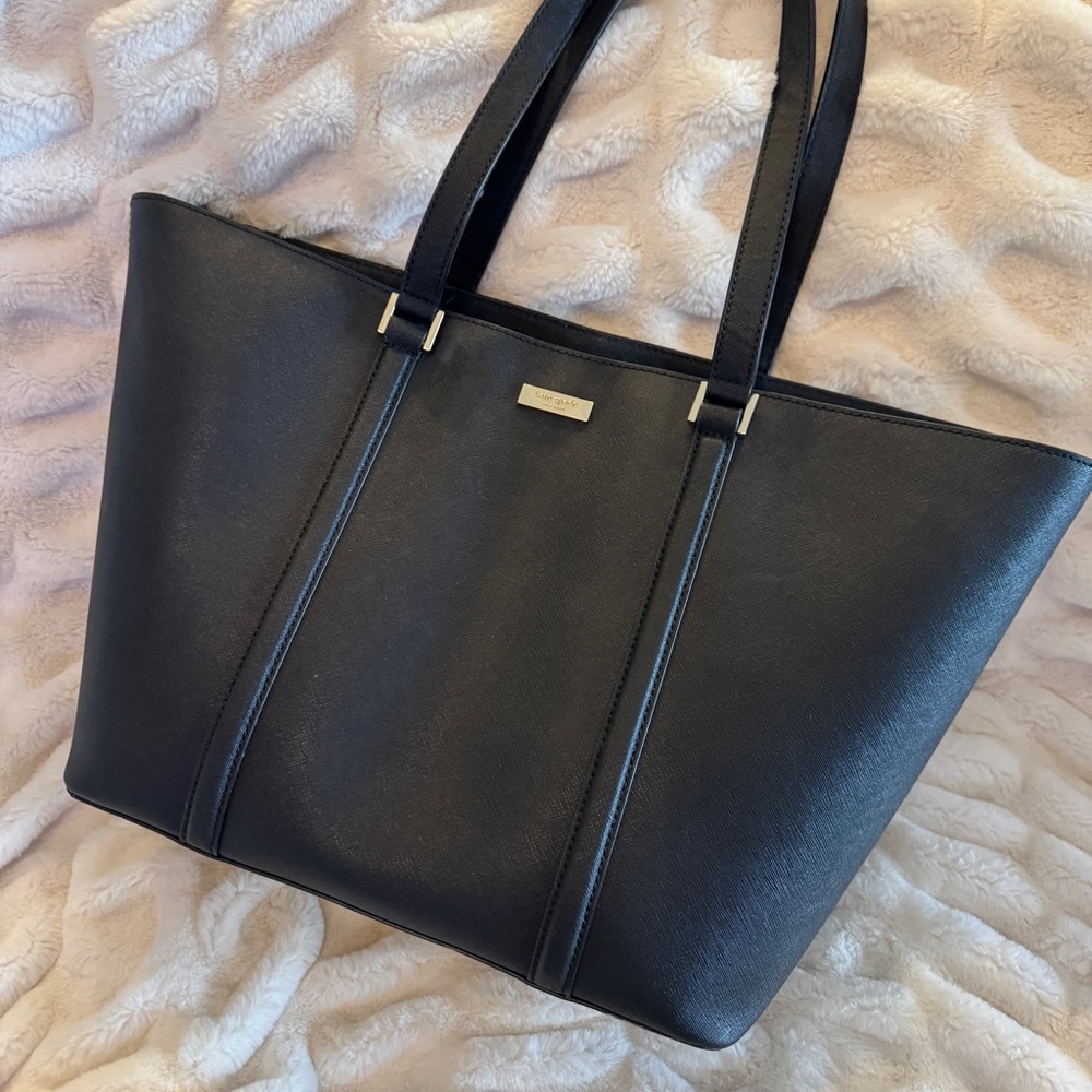 Kate Spade Black Leather Tote with Gold Hardware - Picture 2 of 9
